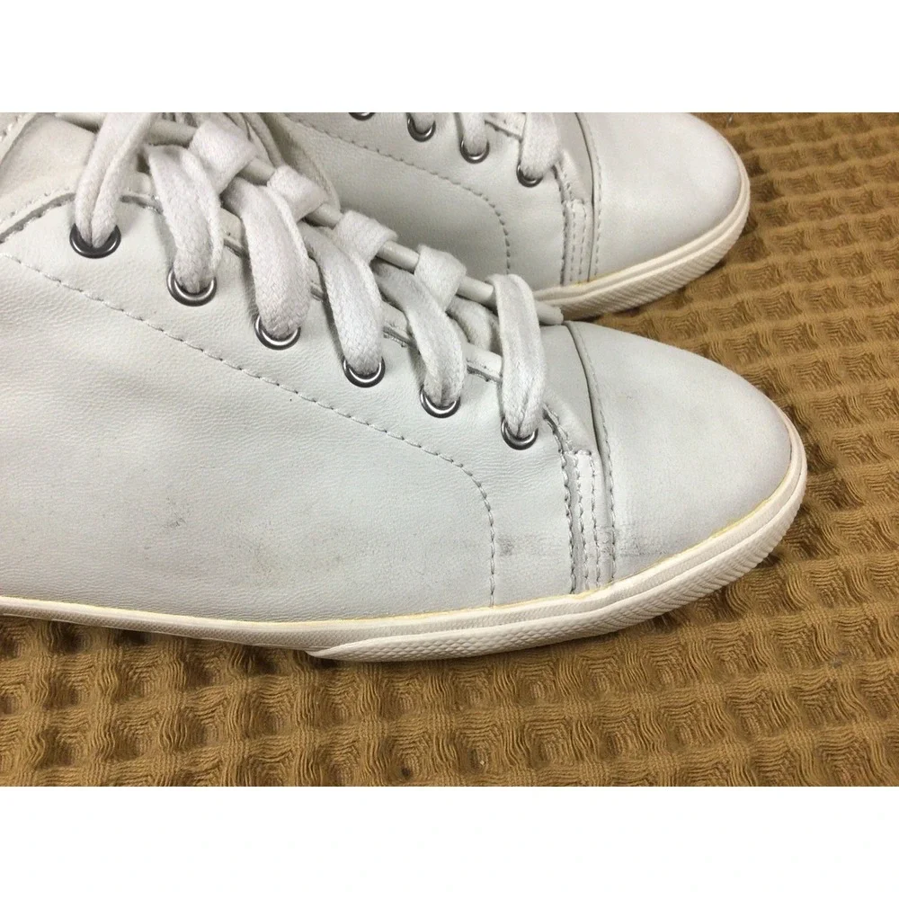 Frye Womens Mindy White Womens Sz 10 White Low Leather Lace Up Sneaker Shoes